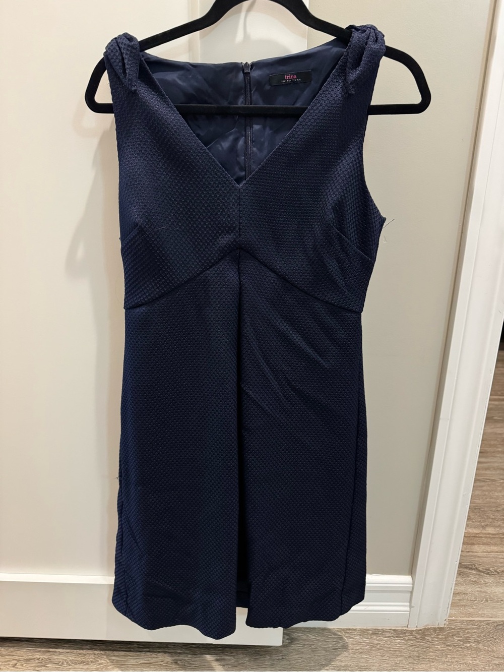 Trina Turk Navy Textured Sleeveless Dress